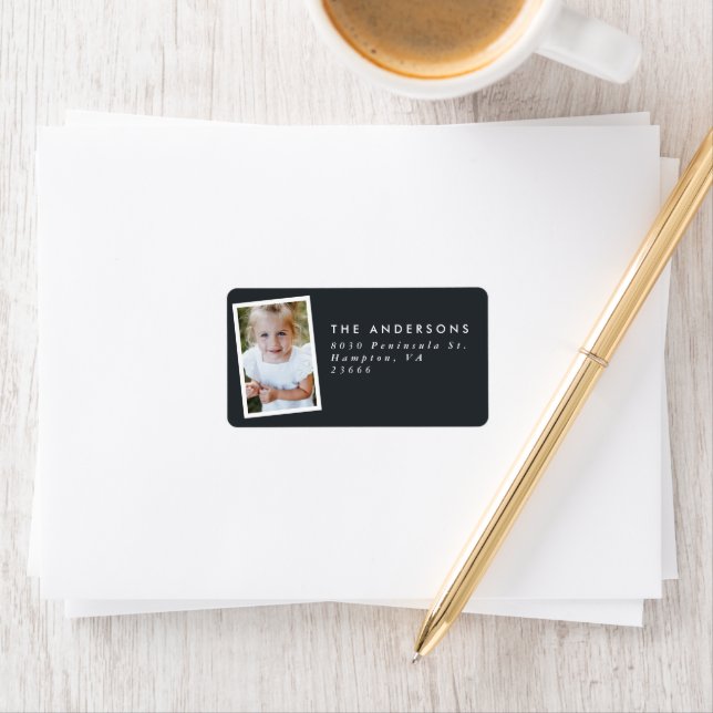 Etiqueta Festa negra multifoto elegante (Insitu)