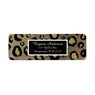 Etiqueta Festa Sweet 16 Dourado Brilhante e Leopardo Preto