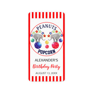 Etiqueta Festas de aniversário De Elefantes Do Tema De Cir