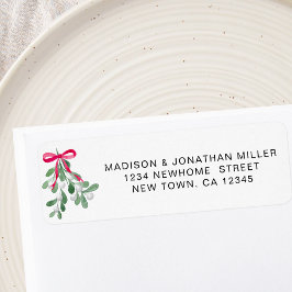 Etiqueta Festive Mistletoe Return Address 