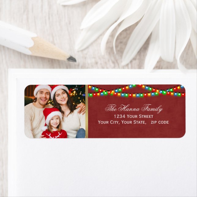 Etiqueta Festive Personalized Family Photo Merry Christmas (Insitu)