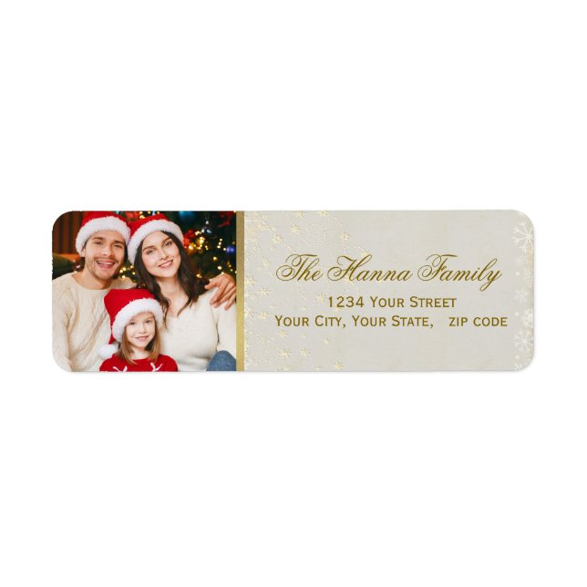 Etiqueta Festive Personalized Family Photo Merry Christmas (Frente)