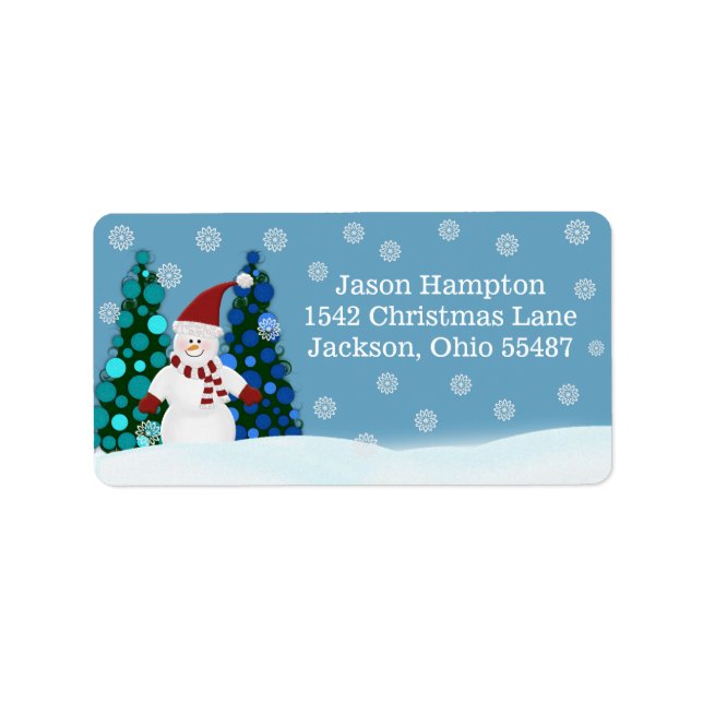 Etiqueta Festive Snowman Address Labels (Frente)