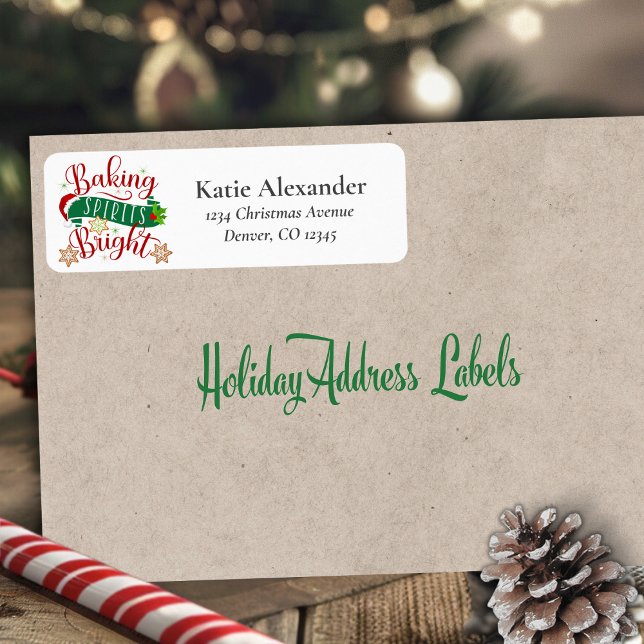 Etiqueta Festivo Baking Espíritos Brilhantes Natal (Festive Baking Spirits Bright Custom Christmas Label)