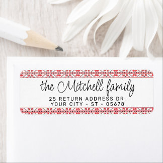 Etiqueta Festivo Red Black Classic Fair Nórdica Isle Motif