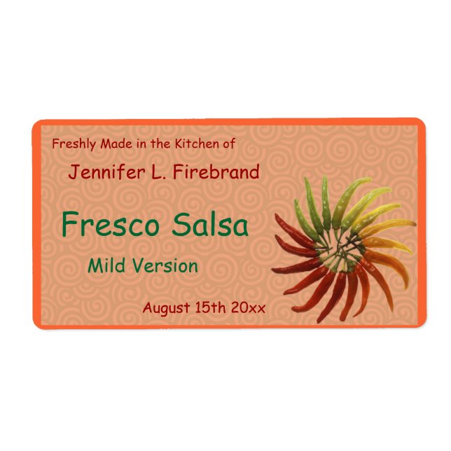 Etiqueta Fiery Chili Pepper Canning Jar (Frente)