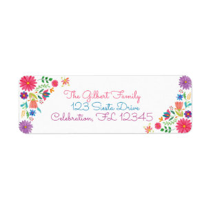 Etiqueta Fiesta Mexicano Folk Watercolor Floral Birthday Th