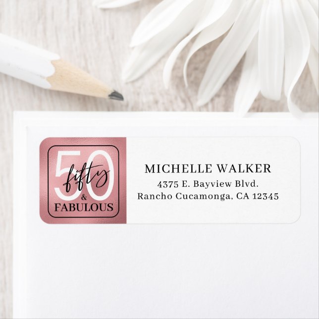 Etiqueta Fifty and Fabulous Script 50th Birthday (Insitu)