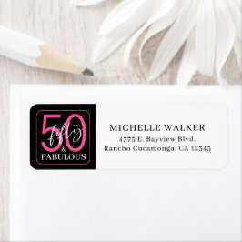 Etiqueta Fifty and Fabulous Script Return Address Labels