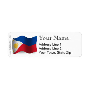 Etiqueta Filipinas que acenam a bandeira