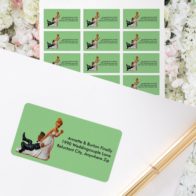 Etiqueta Finalmente Casal Engraçado Casal Interracial (Finally Wedding Couple Funny Interracial Couple Label)