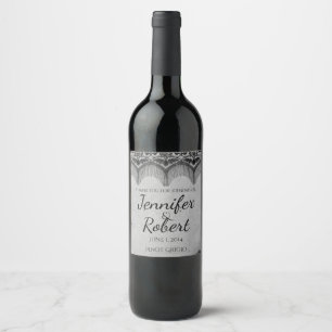 Etiqueta fino do vinho do casamento do laço góti