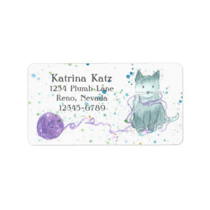 Etiqueta Fio cinzento do roxo do gatinho
