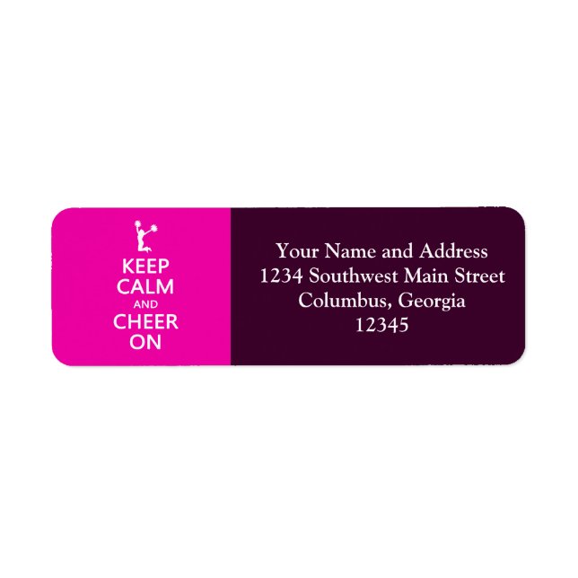 Etiqueta Fique calmo e animado, Cheerleader rosa (Frente)