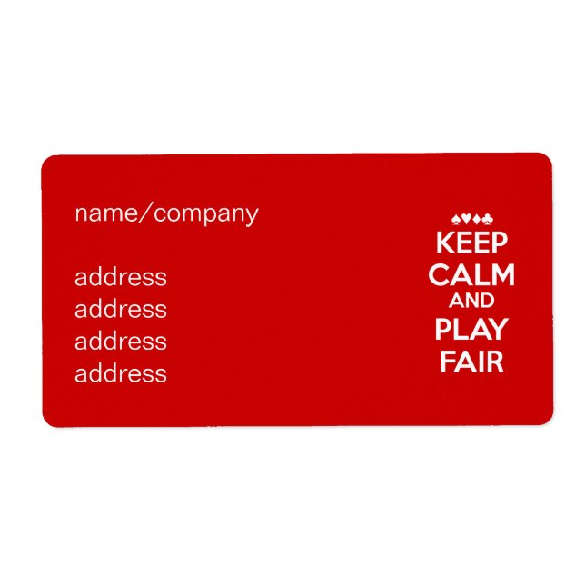 Etiqueta Fique Calmo E Jogue Justo (Frente)