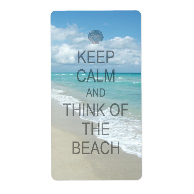 Etiqueta Fique calmo e pense na praia (Frente)