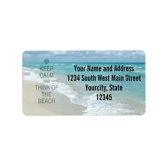Etiqueta Fique calmo e pense na praia (Frente)