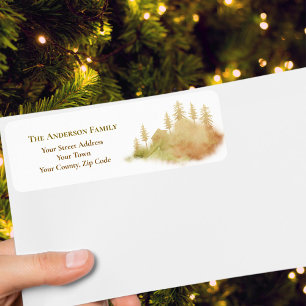Etiqueta Fir Treine de Natal Brown Hut Forest