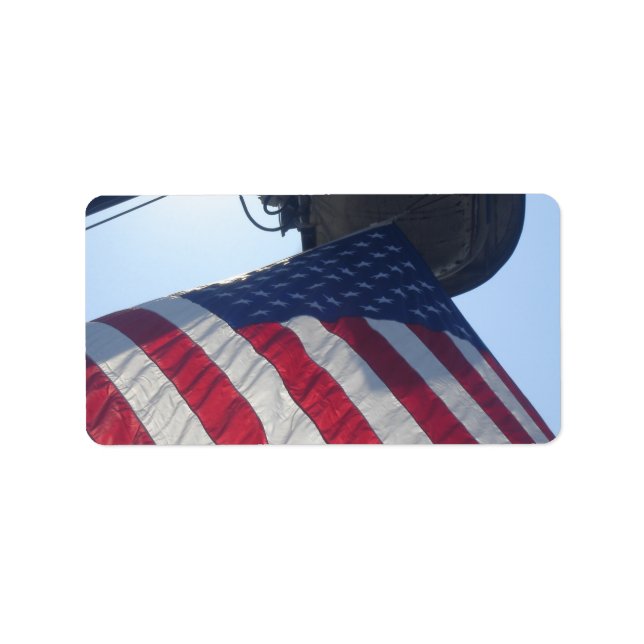 Etiqueta Fire Truck American Flag Aerial Torre (Frente)