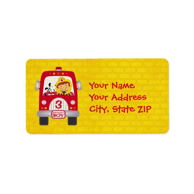 Etiqueta Fire Truck Birthday Boy (Frente)