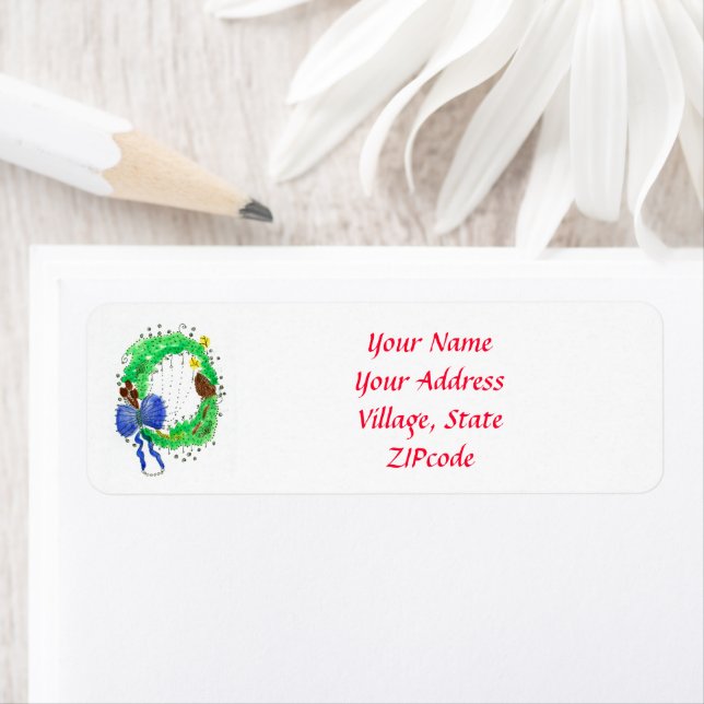 Etiqueta Fita Azul, Fita Natal, Endereço de Devolução (Insitu)