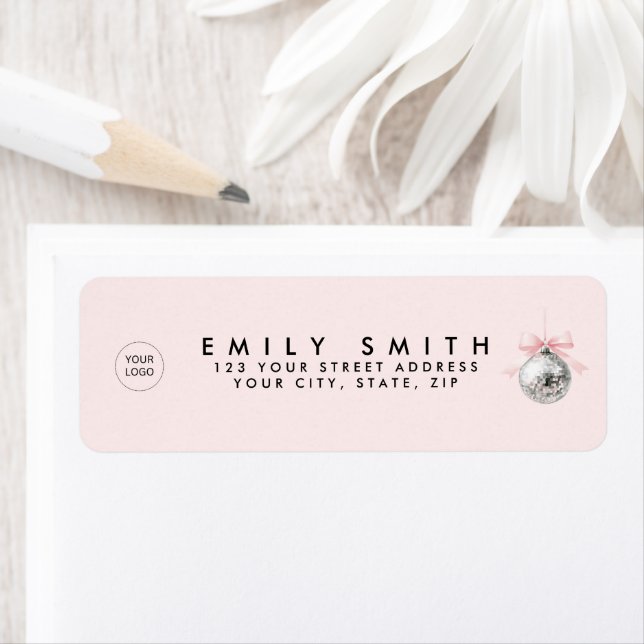 Etiqueta Fita Rosa da Bola do Disco Coquette Personalizada (Insitu)