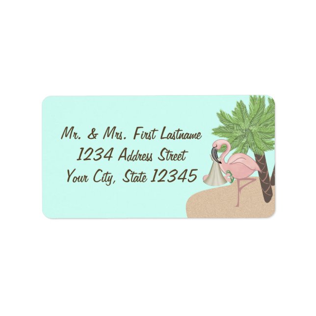 Etiqueta Flamingo Beach Baby com Chinelos (Frente)