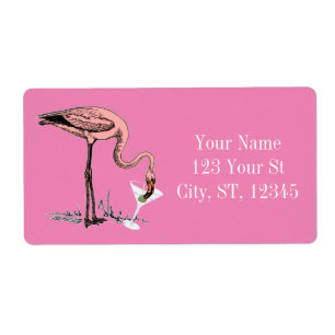 Etiqueta Flamingo Bebendo Martini Thunder_Cove