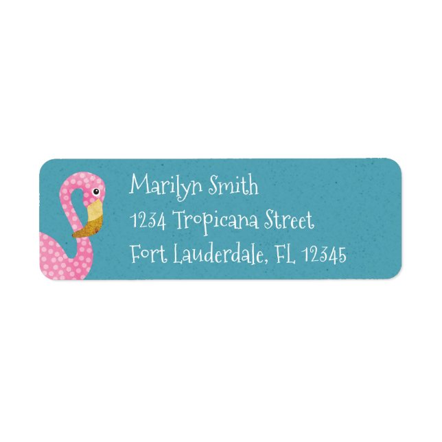 Etiqueta Flamingo, Bolinhas rosa, (Frente)