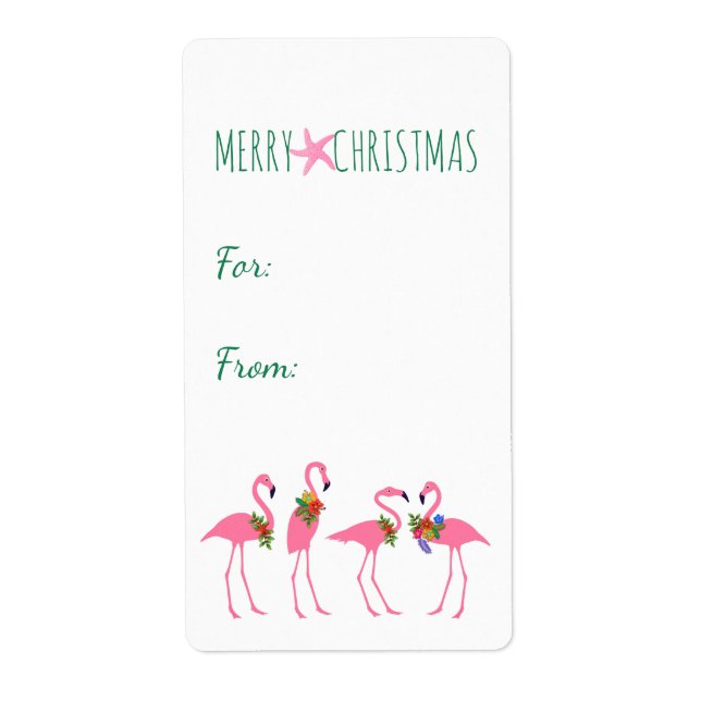Etiqueta Flamingo Christmas Big Stickers para presentes (Frente)
