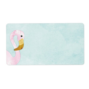 Etiqueta Flamingo cor-de-rosa de solo da aguarela na praia