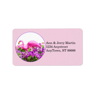 Etiqueta Flamingo E Flores Em Rosa