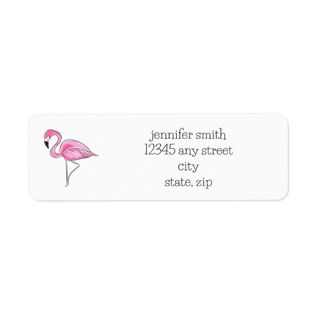 Etiqueta Flamingo Rosa Personalizado Endereço (Frente)