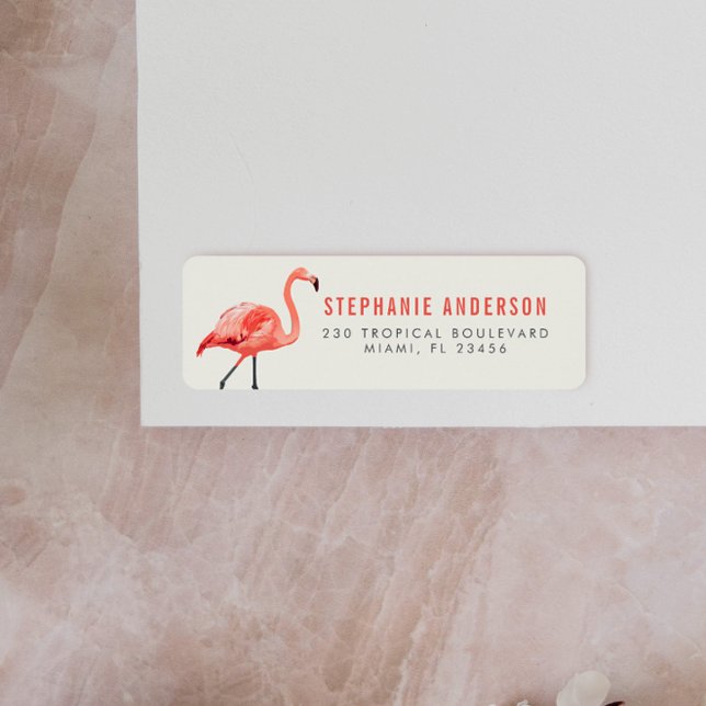 Etiqueta Flamingo Rosa | Tipografia Moderna do Endereço de  (Criador carregado)
