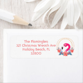 Etiqueta Flamingo Tropical Beach Christmas Poinsettias