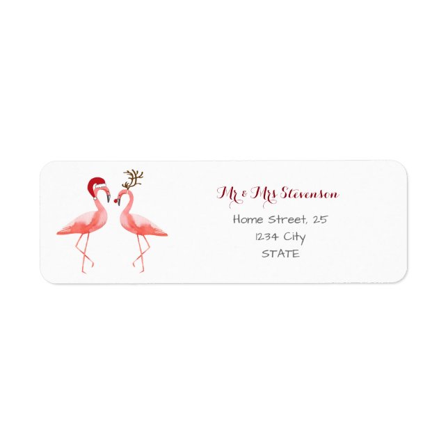 Etiqueta flamingos engraçados de Natal personalizados (Frente)