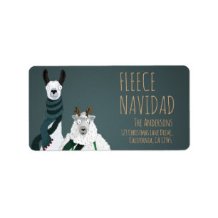Etiqueta Fleece Navidad Chic Engraçado Quirky Llama & Ovelh