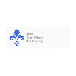 Etiqueta Fleur-de-lis azul e branco