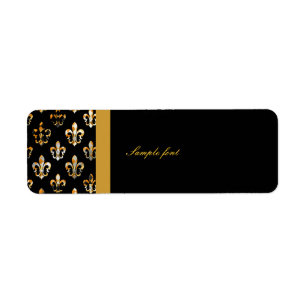 Etiqueta Fleur de lis Dourado preto com harlequim