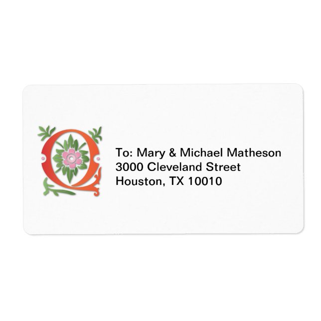 Etiqueta Fleur-de-lis Q Monograma (Frente)