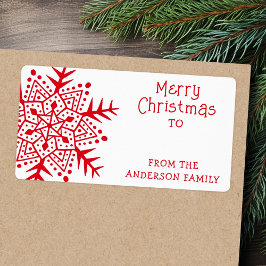 Etiqueta Floco de neve de arte folclórica para presente