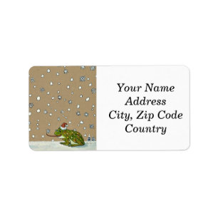 Etiqueta Floco de neve de travamento do sapo bonito com