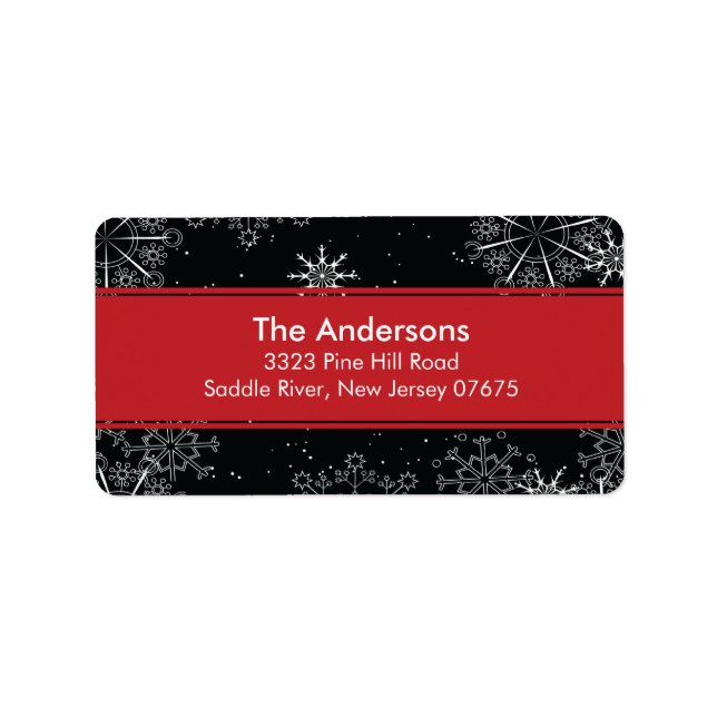 Etiqueta Flocos de neve azuis Endereço de devolução de féri (Frente)