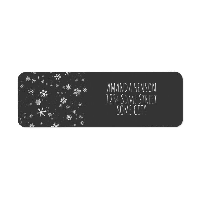Etiqueta Flocos de neve Cinza Feriado Natal Festivo Branco (Frente)