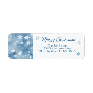 Etiqueta Flocos de neve de Natal Céu Azul Claro