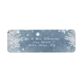 Etiqueta Flocos de neve do inverno Blue & White Return Addr