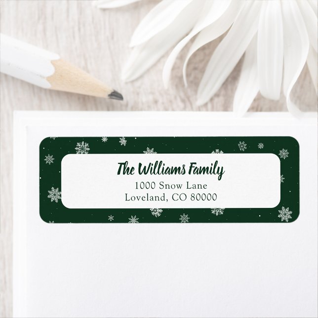 Etiqueta Flocos de Neve Festa Verde (Snowflakes Green Holiday Label
)