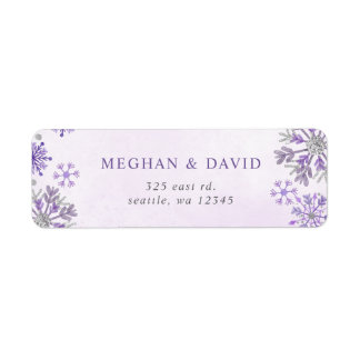 Etiqueta Flocos de Neve Prata Roxo Natal Inverno Casamento