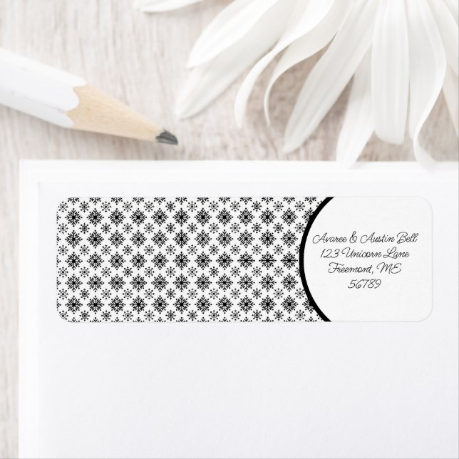 Etiqueta Flocos de neve preto e branco (Insitu)