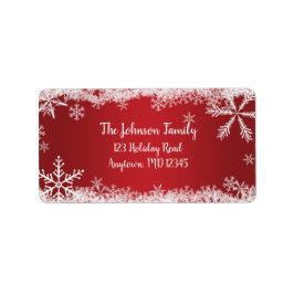 Etiqueta Flocos de Neve Vermelhos e Brancos Endereço de Fér